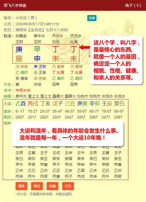 八字排盤及解說|八字命盤排盤